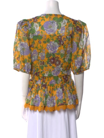 Farm Rio Printed Tie Neck Blouse