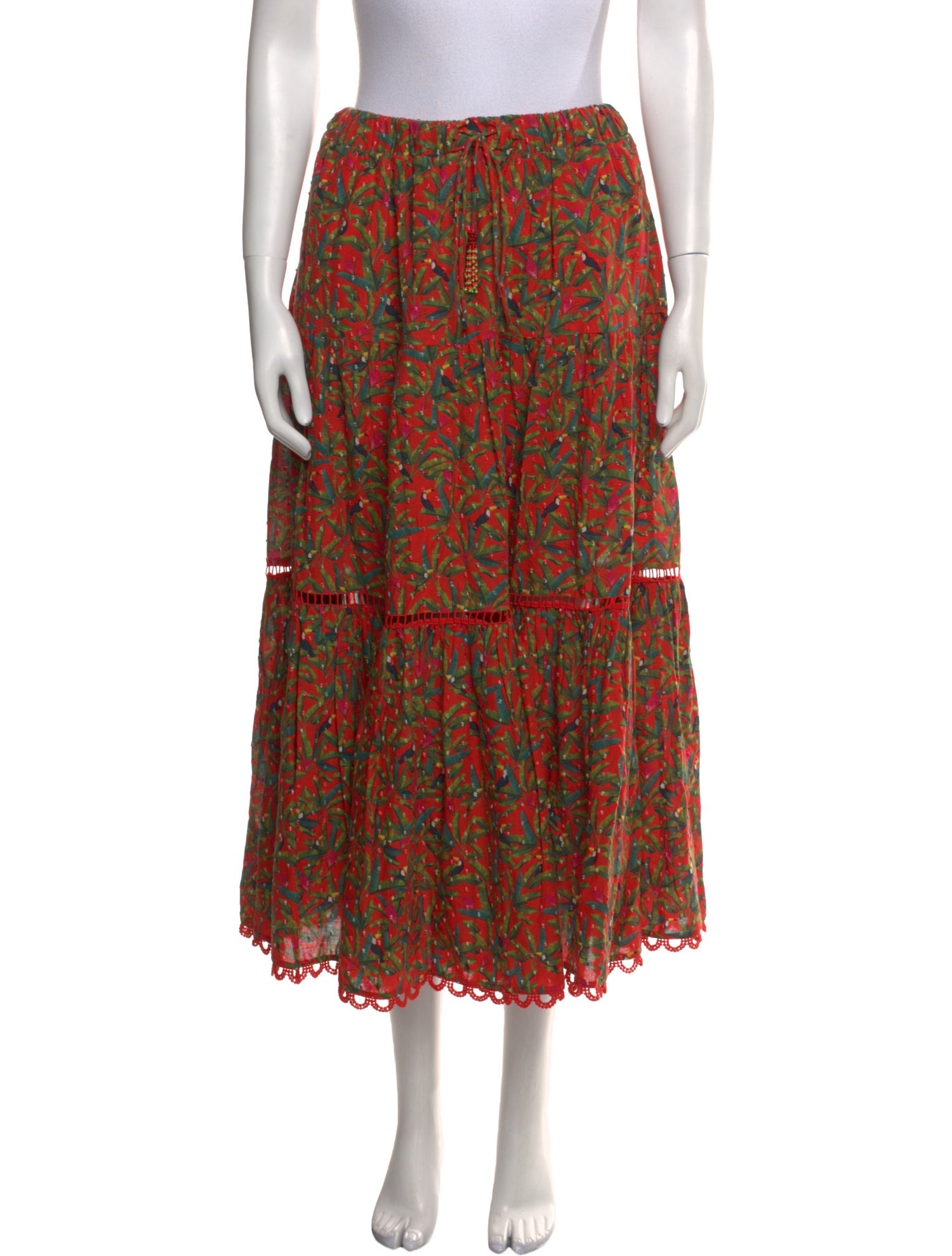 Farm Rio Floral Print Midi Length Skirt