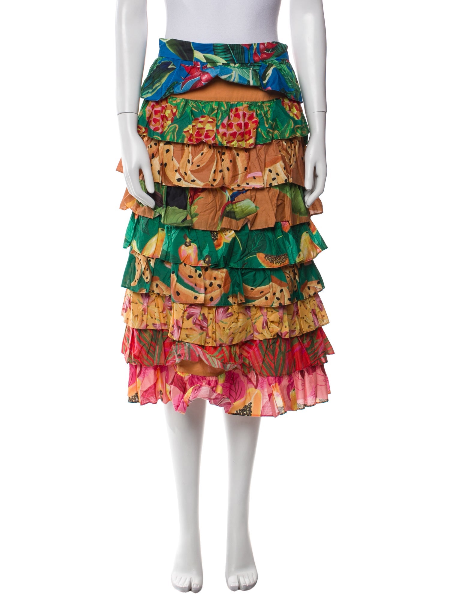 Farm Rio Floral Print Midi Length Skirt