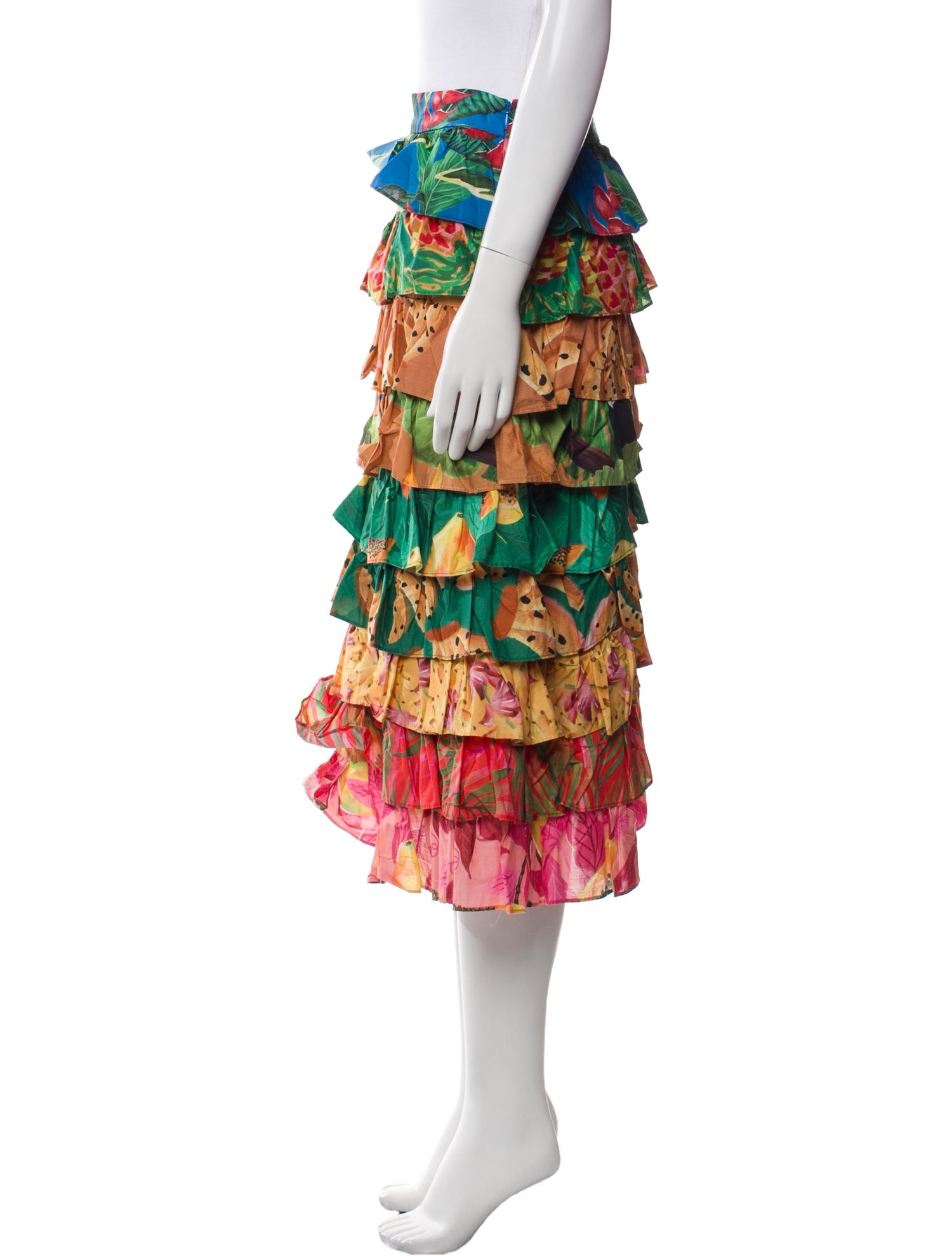 Farm Rio Floral Print Midi Length Skirt