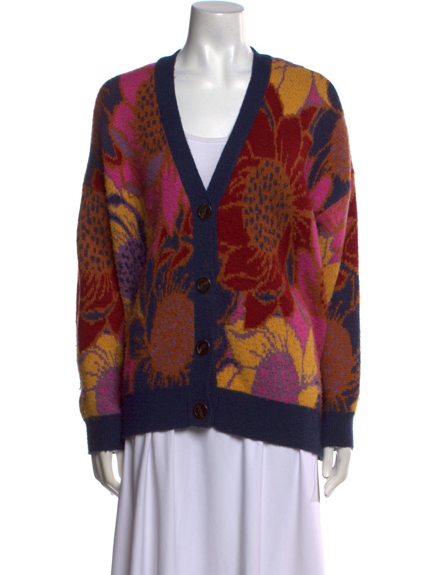 Farm Rio Printed V-Neck Sweater