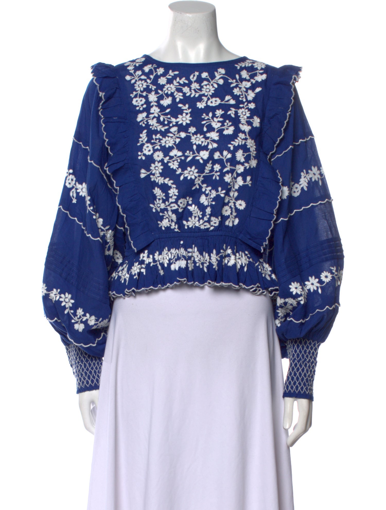 Farm Rio Floral Print Bateau Neckline Crop Top w/ Tags