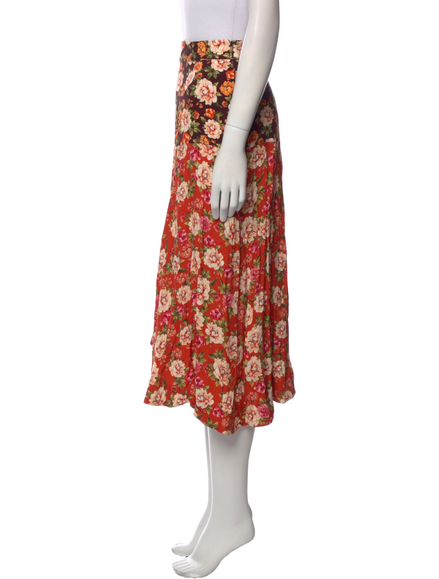 Farm Rio Floral Print Midi Length Skirt