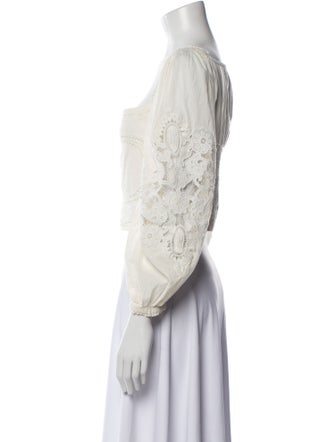 Farm Rio Square Neckline Three-Quarter Sleeve Crop Top