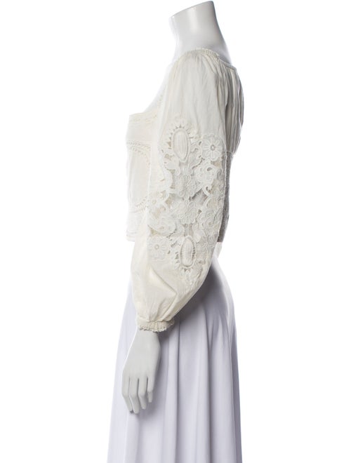 Farm Rio Square Neckline Three-Quarter Sleeve Crop Top