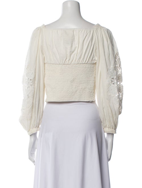 Farm Rio Square Neckline Three-Quarter Sleeve Crop Top