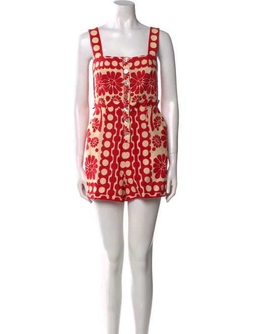 Farm Rio Printed Square Neckline Romper