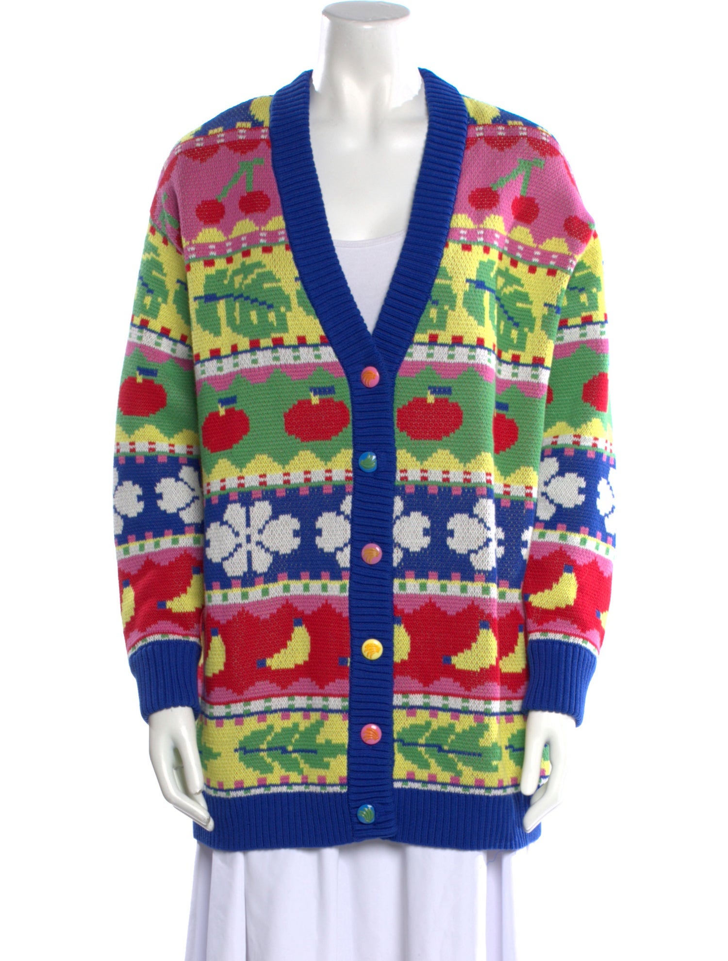 Farm Rio Printed V-Neck Sweater