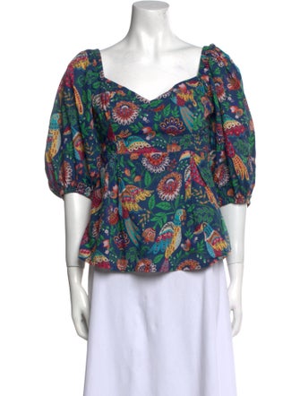 Farm Rio Floral Print V-Neck Blouse