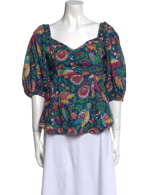 Farm Rio Floral Print V-Neck Blouse