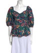 Farm Rio Floral Print V-Neck Blouse