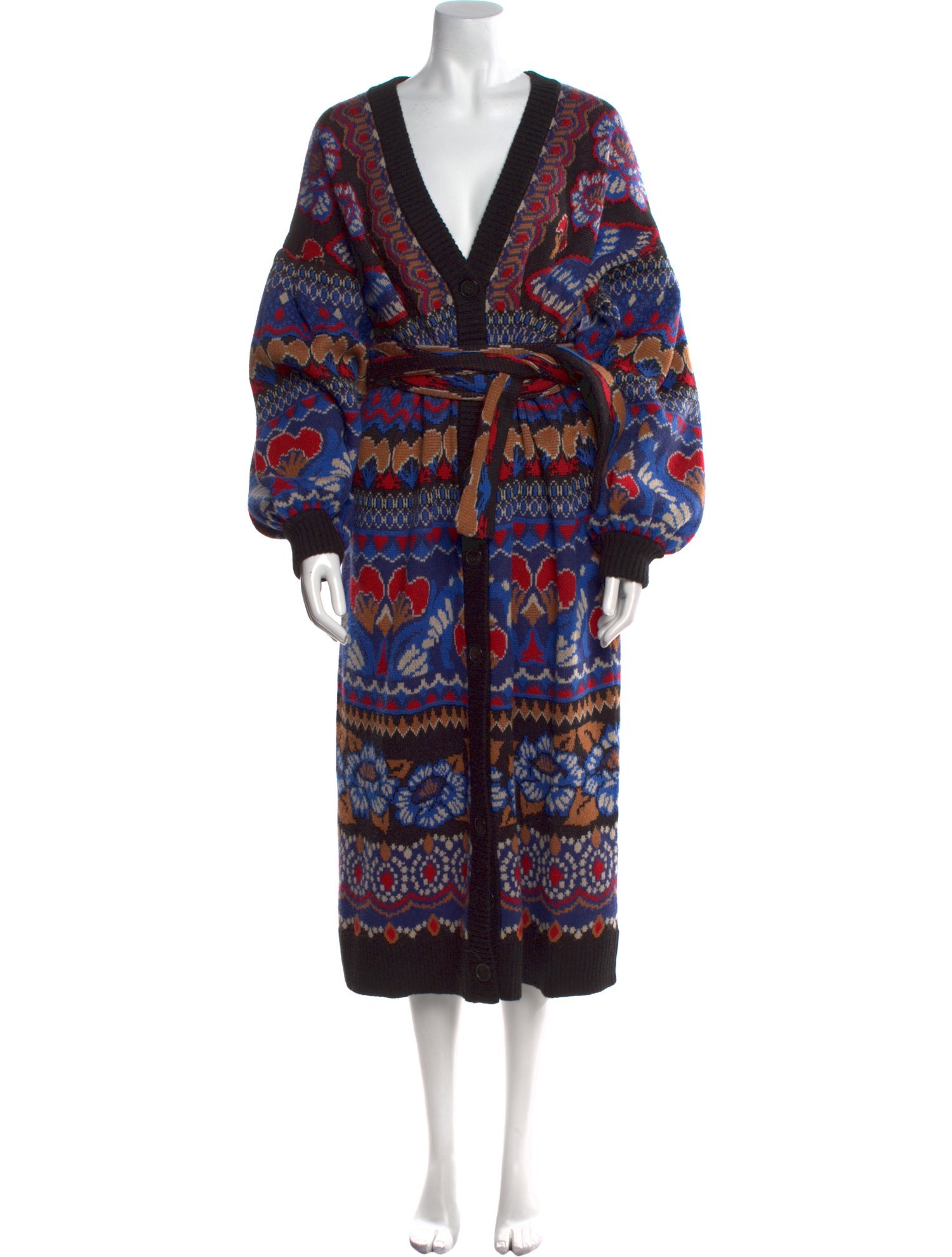 Farm Rio Printed V-Neck Sweater