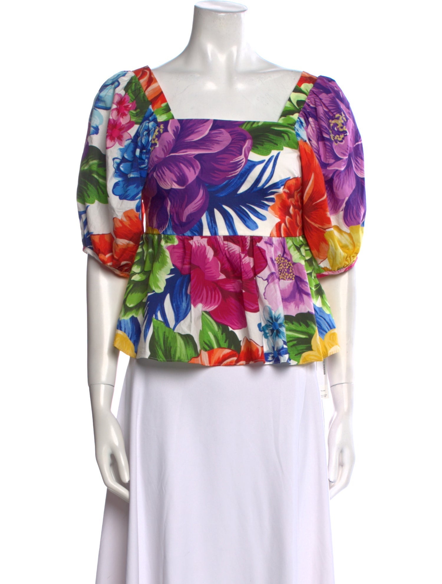 Farm Rio Floral Print Square Neckline Blouse