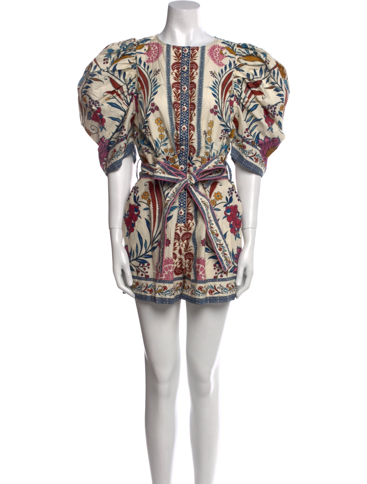 Farm Rio Floral Print Bateau Neckline Romper