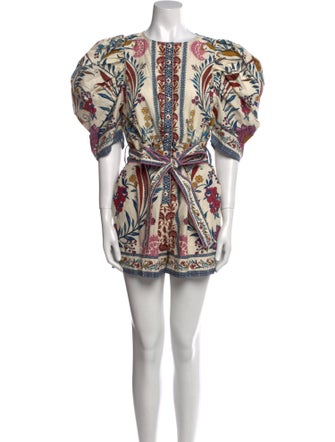 Farm Rio Floral Print Bateau Neckline Romper