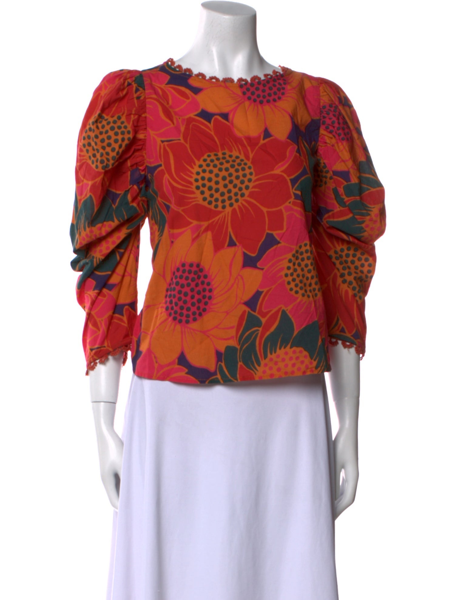 Farm Rio Floral Print Scoop Neck Blouse