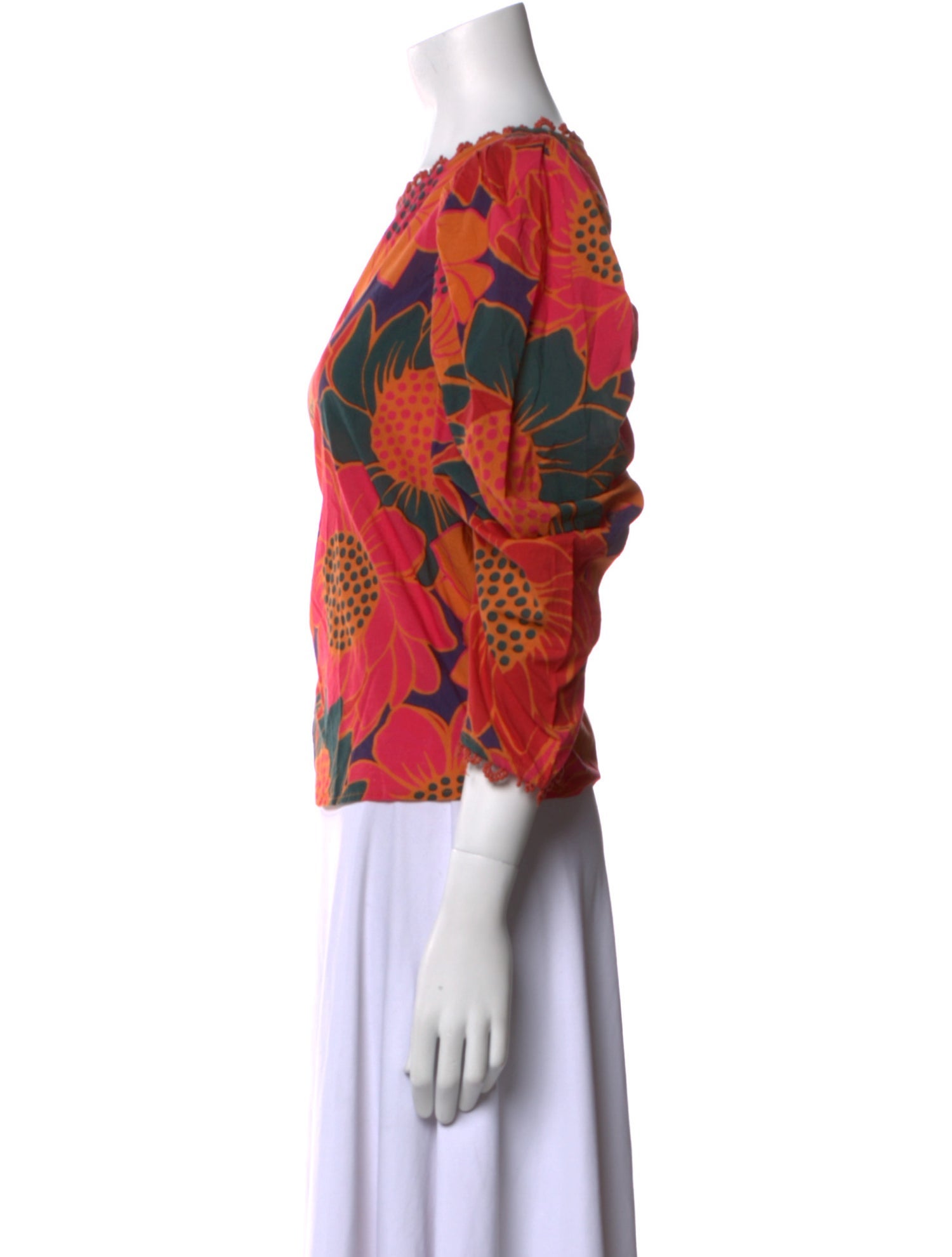 Farm Rio Floral Print Scoop Neck Blouse