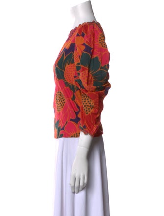 Farm Rio Floral Print Scoop Neck Blouse