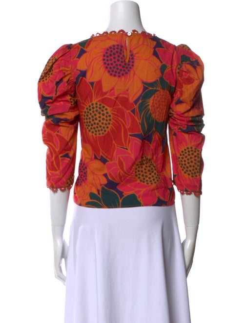 Farm Rio Floral Print Scoop Neck Blouse