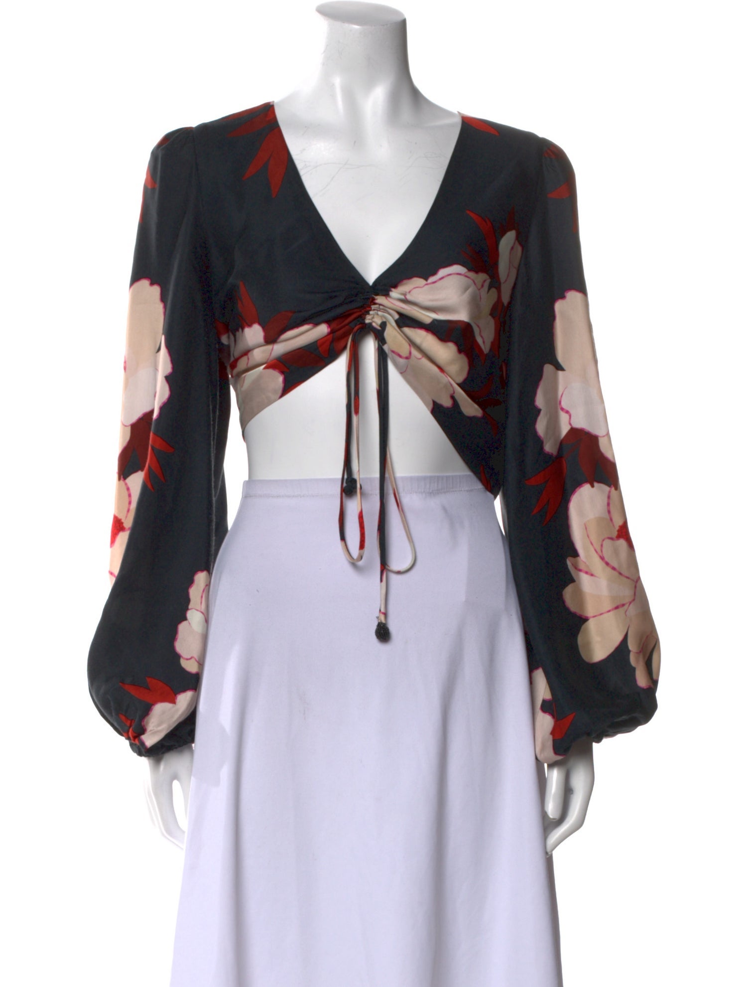 Farm Rio Floral Print V-Neck Crop Top