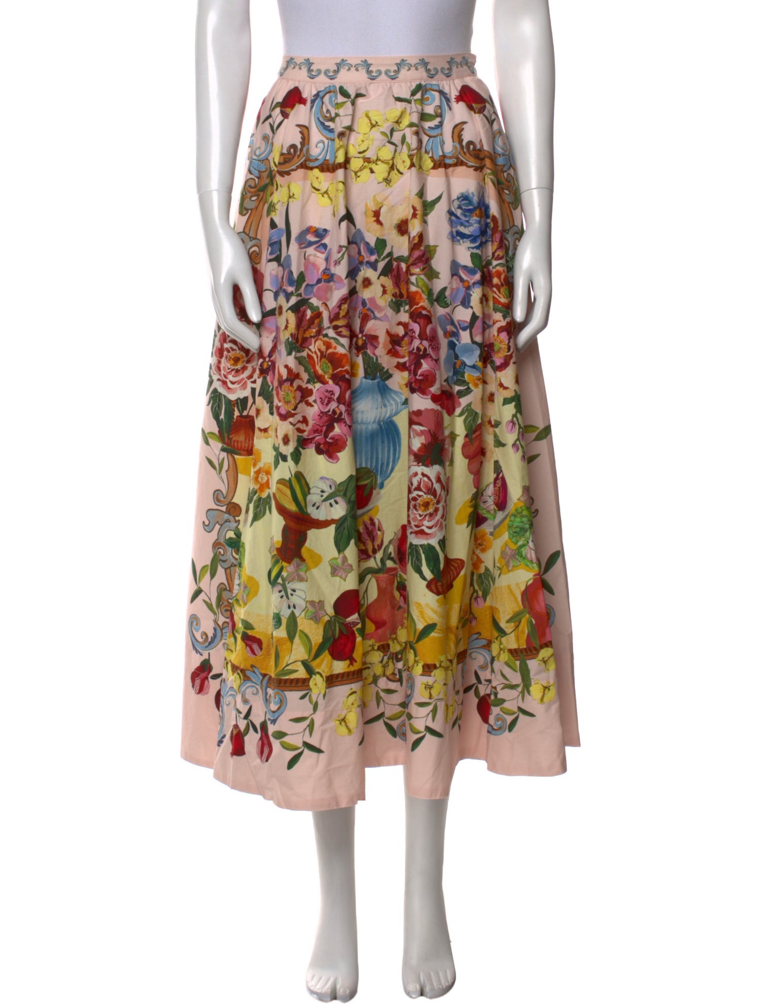 Farm Rio Floral Print Midi Length Skirt