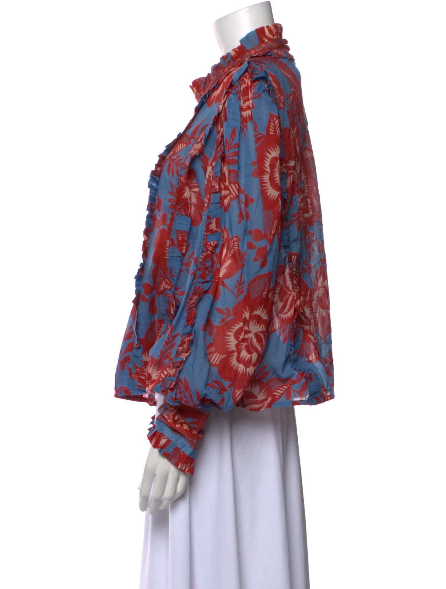 Farm Rio Floral Print Mock Neck Blouse