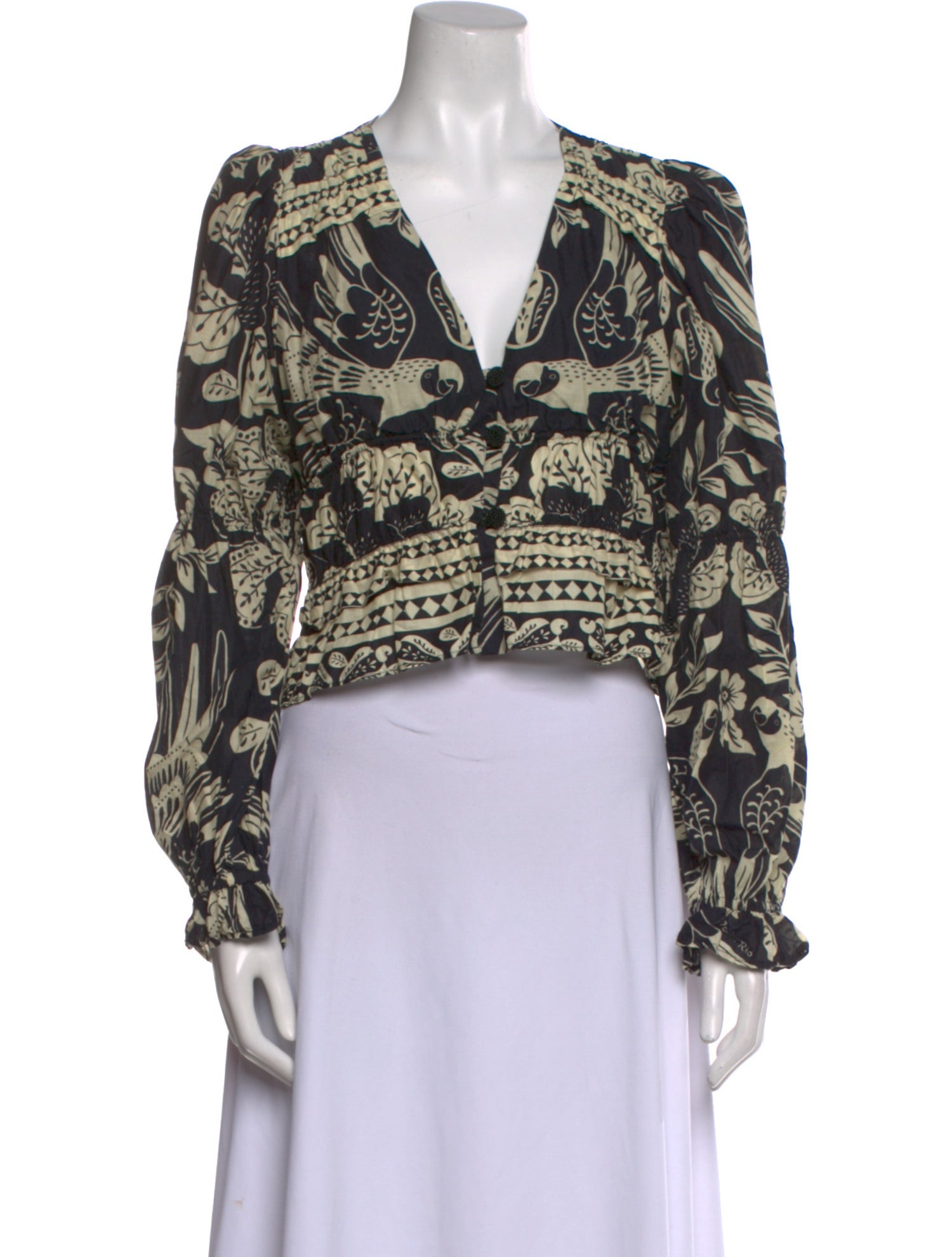 Farm Rio Printed V-Neck Crop Top