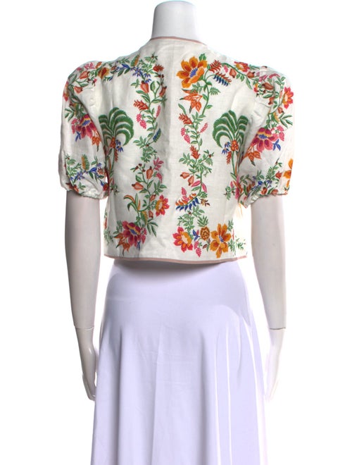 Farm Rio Linen Floral Print Crop Top