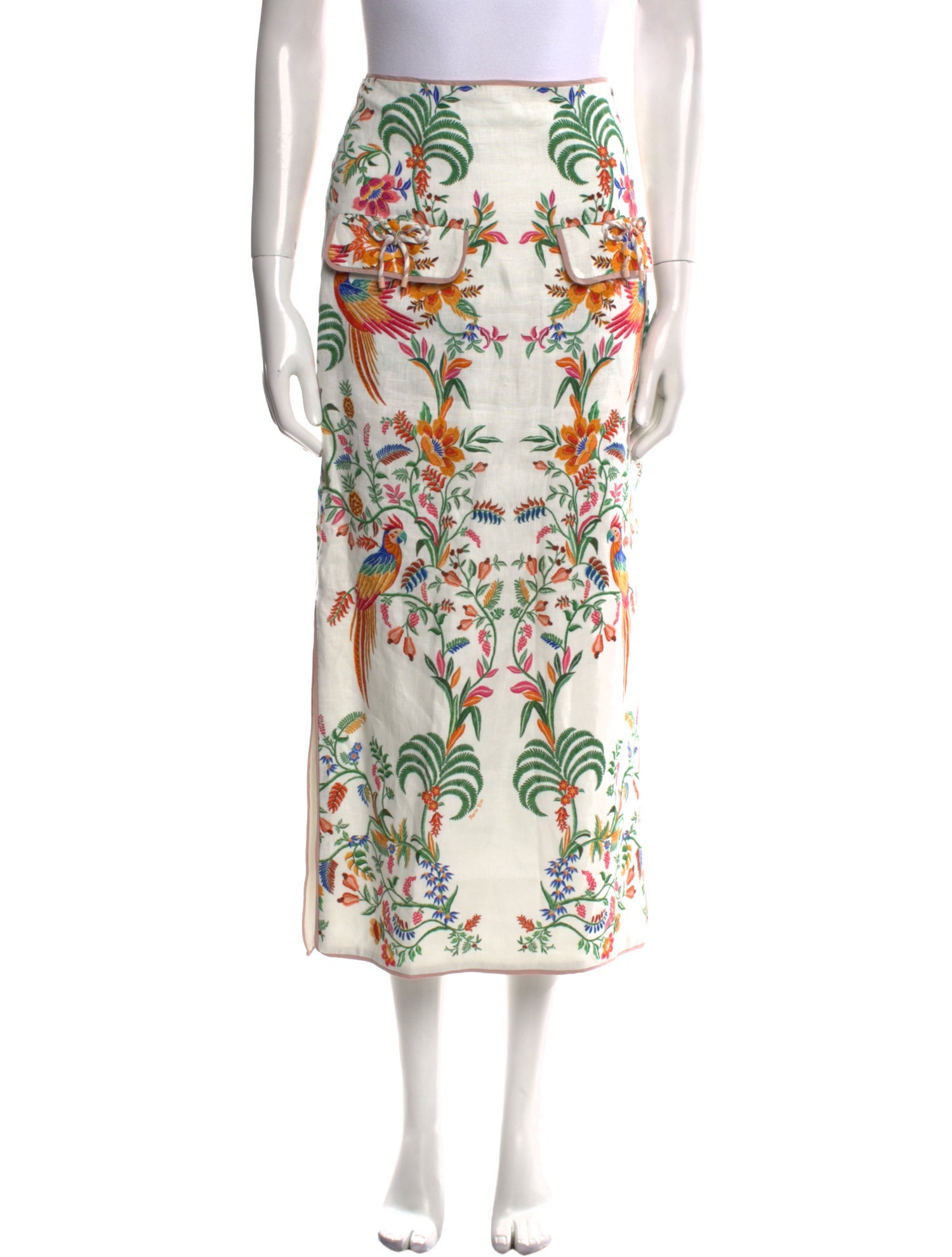 Farm Rio Floral Print Midi Length Skirt