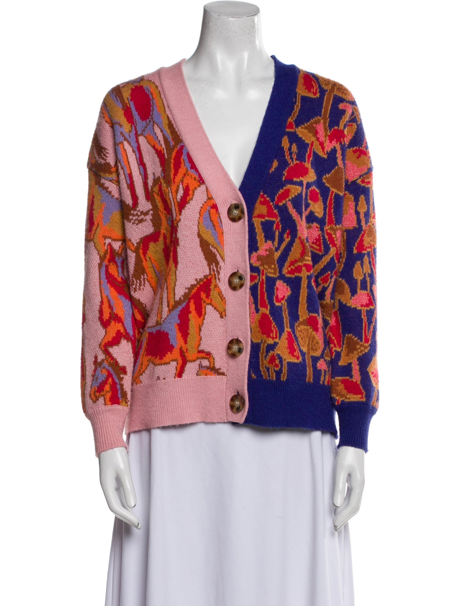 Farm Rio Printed V-Neck Sweater