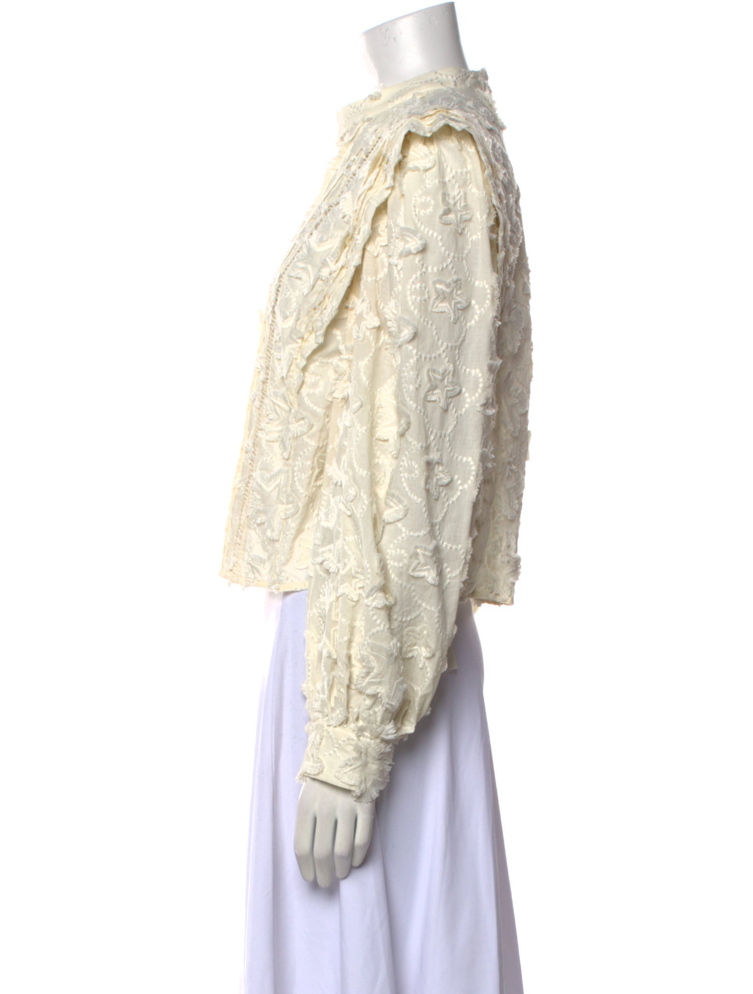 Farm Rio Lace Pattern Mock Neck Crop Top