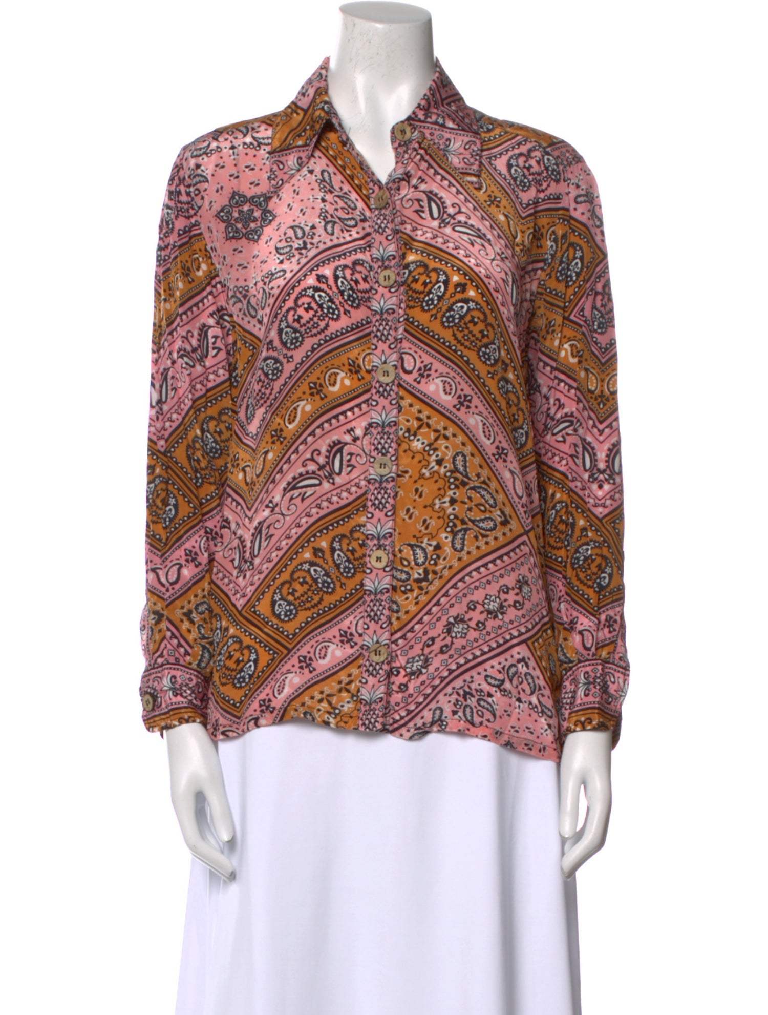 Farm Rio for Anthropologie Paisley Print Long Sleeve Blouse