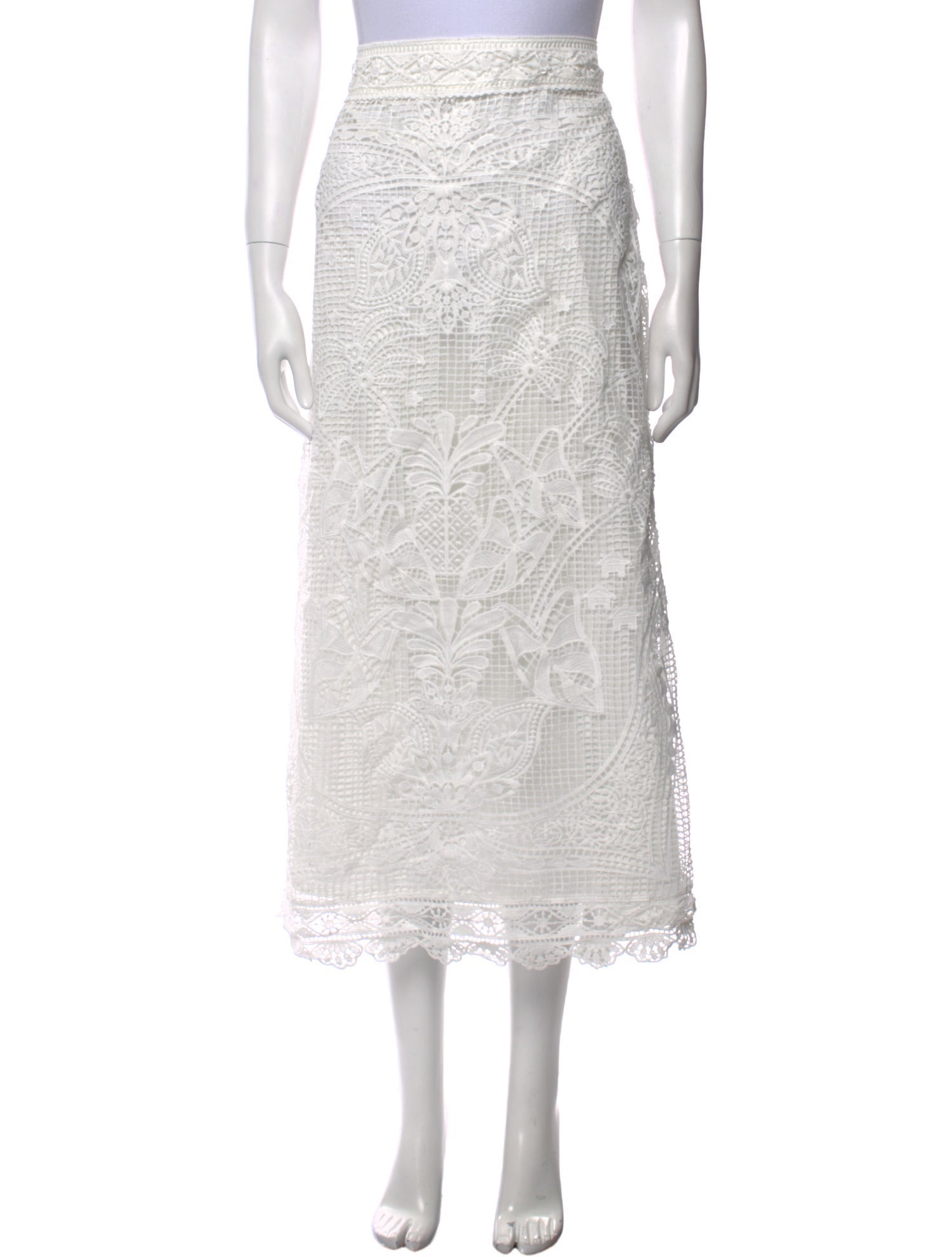 Farm Rio Lace Pattern Midi Length Skirt