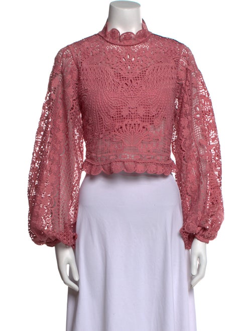 Farm Rio Patterned Mock Neck Crop Top