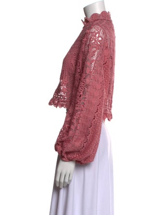 Farm Rio Patterned Mock Neck Crop Top