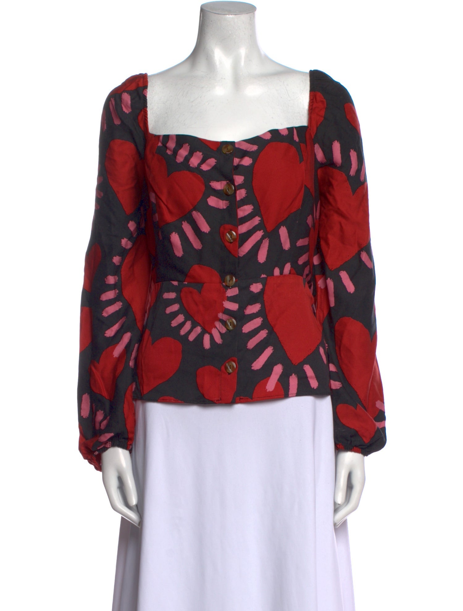 Farm Rio Floral Print Square Neckline Blouse w/ Tags