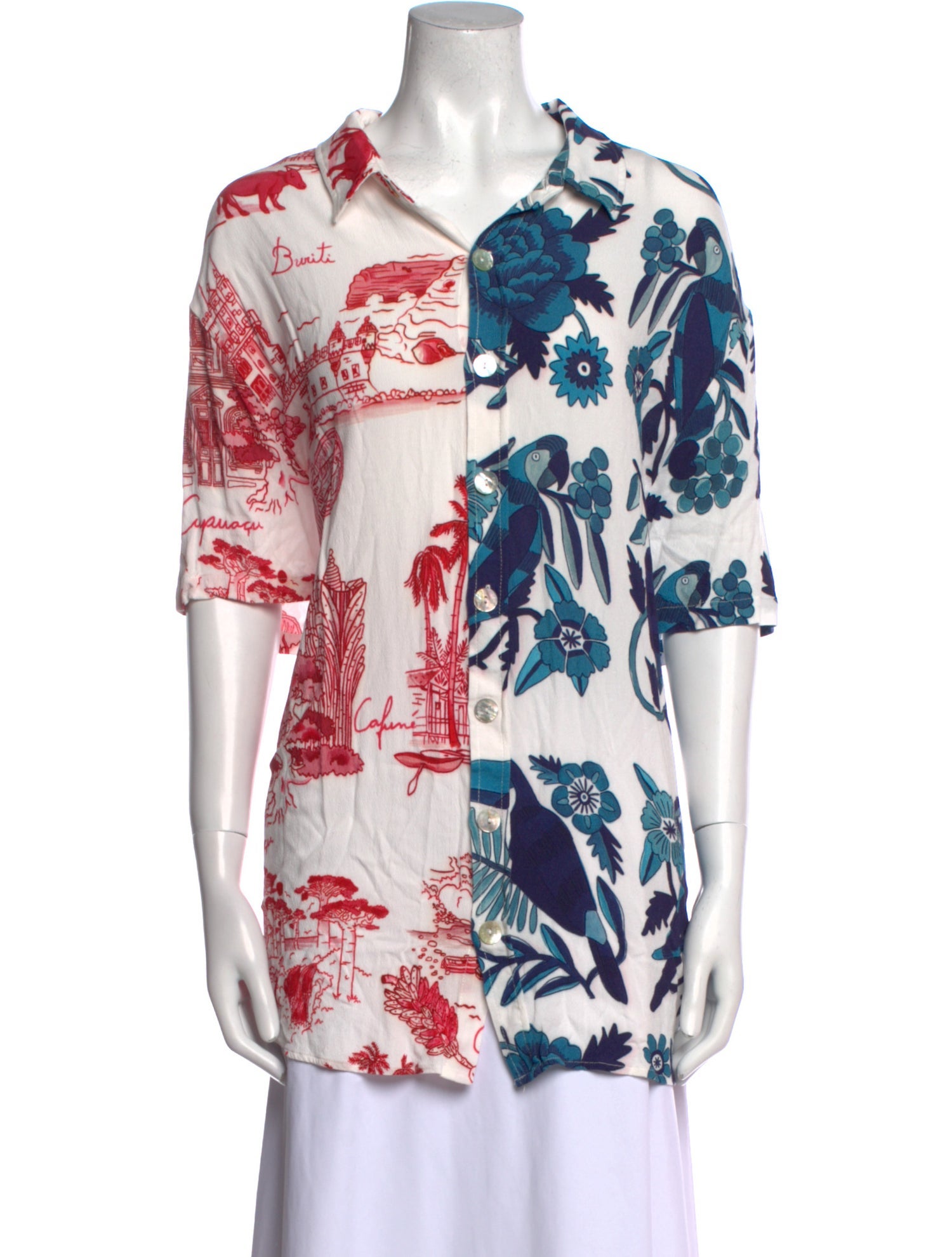 Farm Rio Floral Print Short Sleeve Tunic