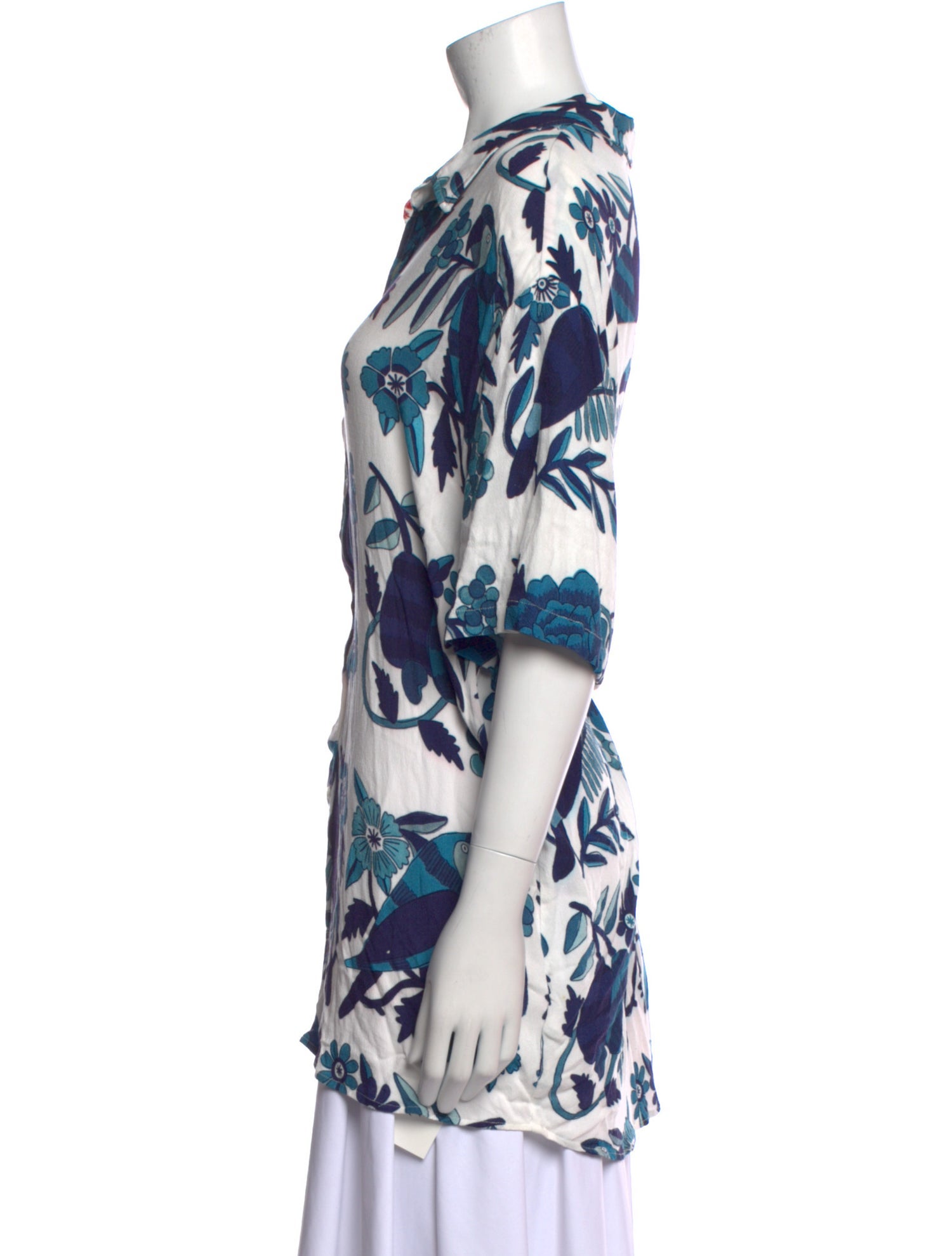 Farm Rio Floral Print Short Sleeve Tunic