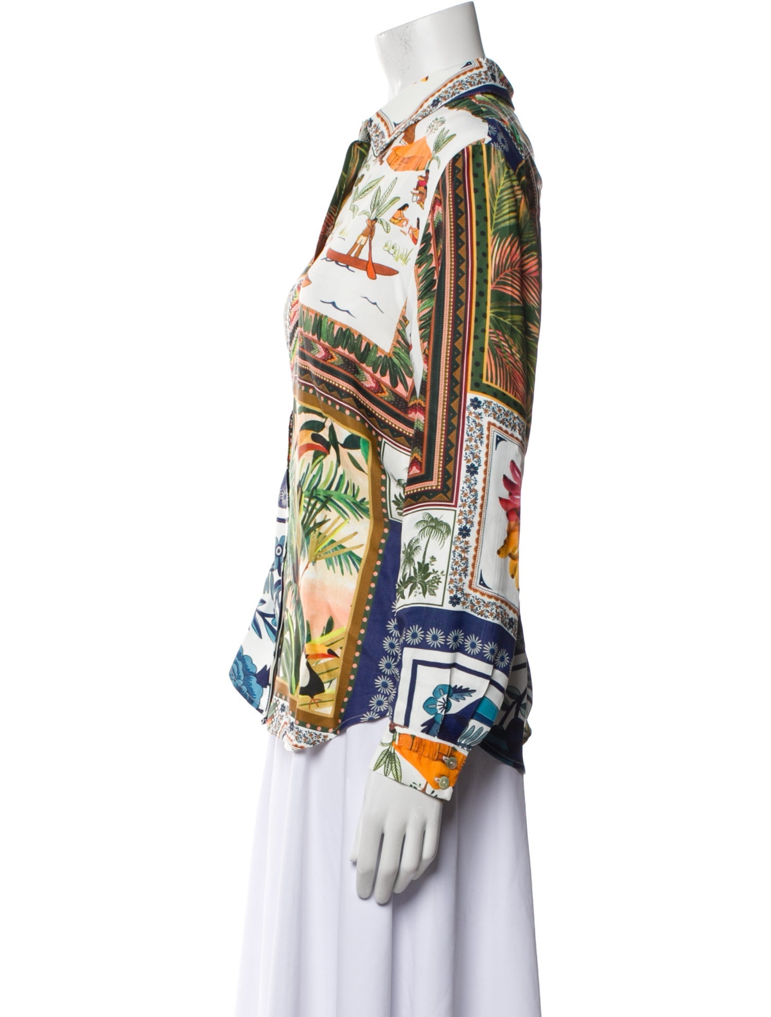 Farm Rio Printed Long Sleeve Button-Up Top w/ Tags