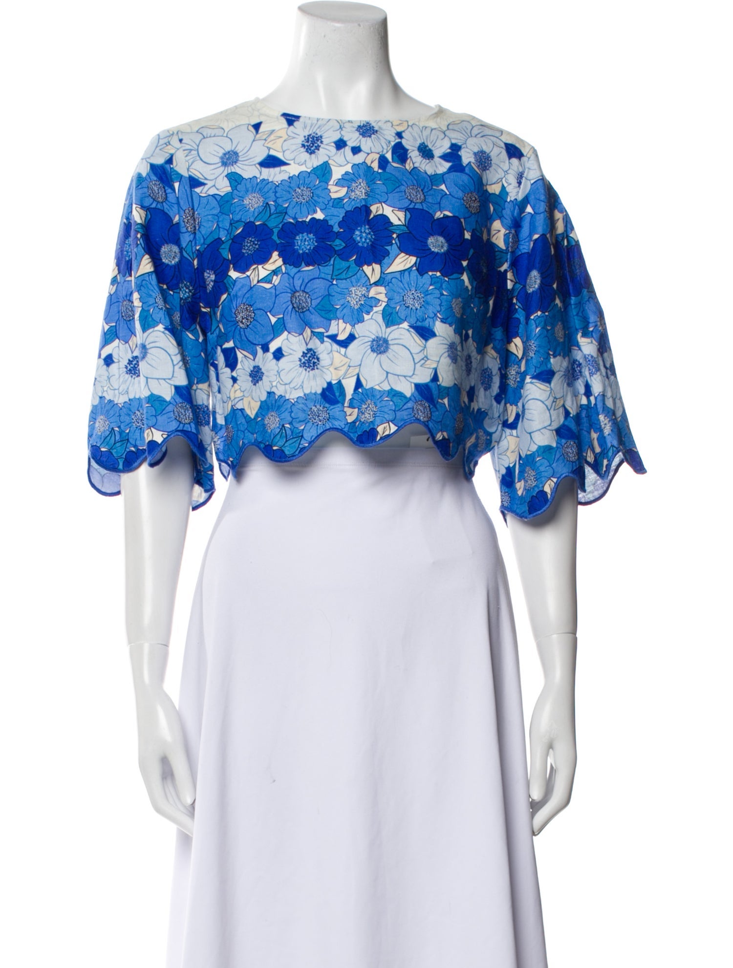 Farm Rio Linen Floral Print Crop Top w/ Tags