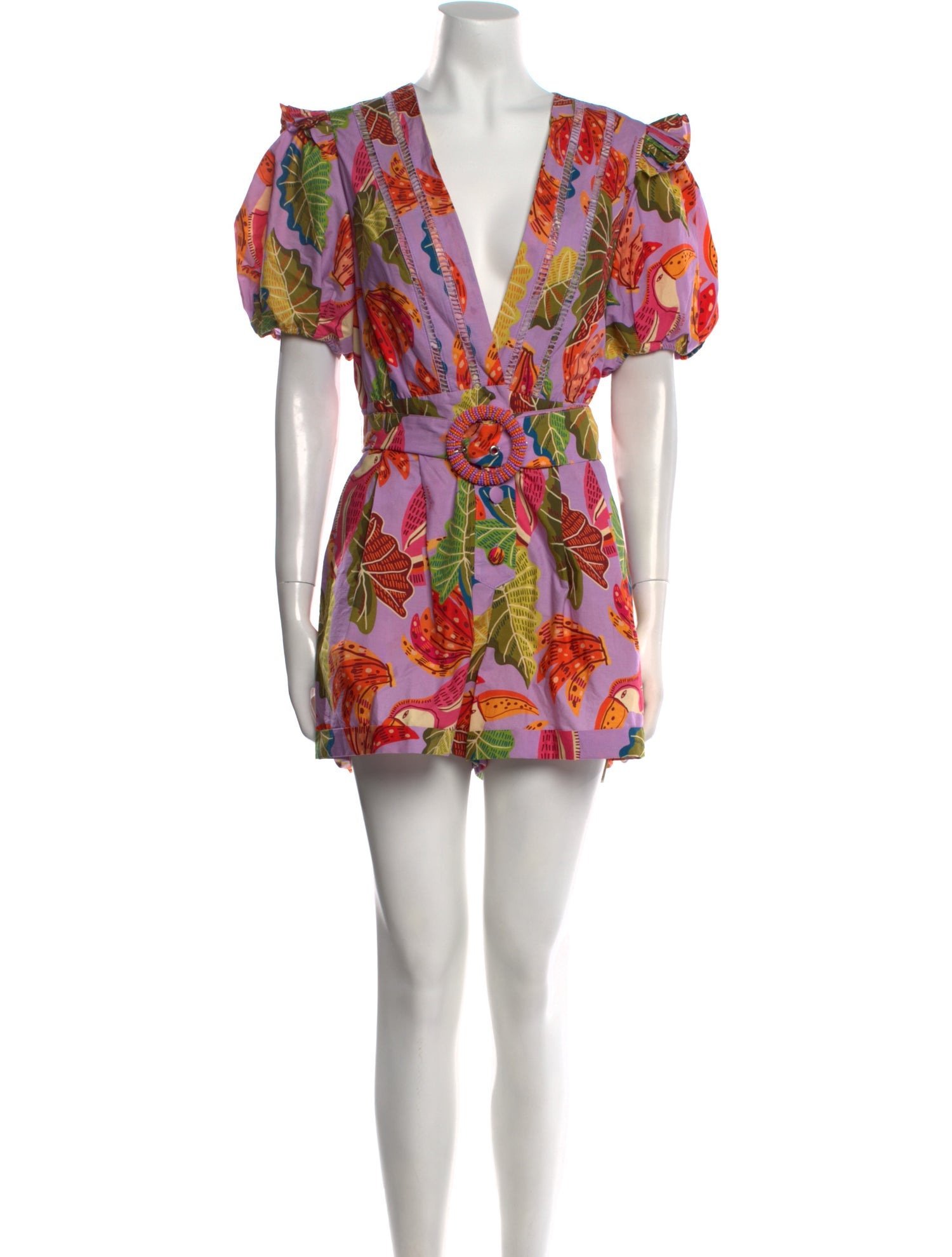 Farm Rio Floral Print V-Neck Romper w/ Tags