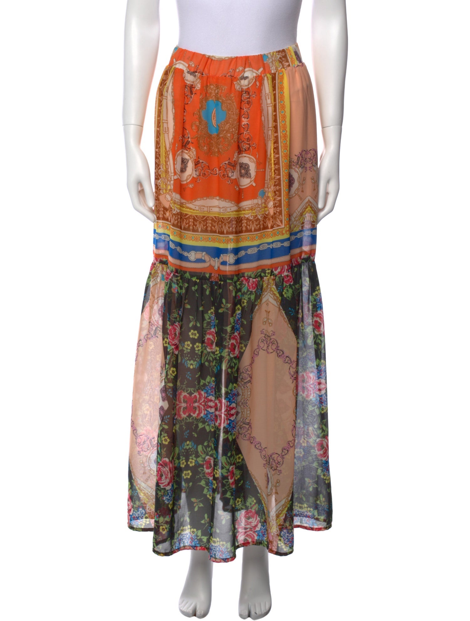 Farm Rio Floral Print Midi Length Skirt