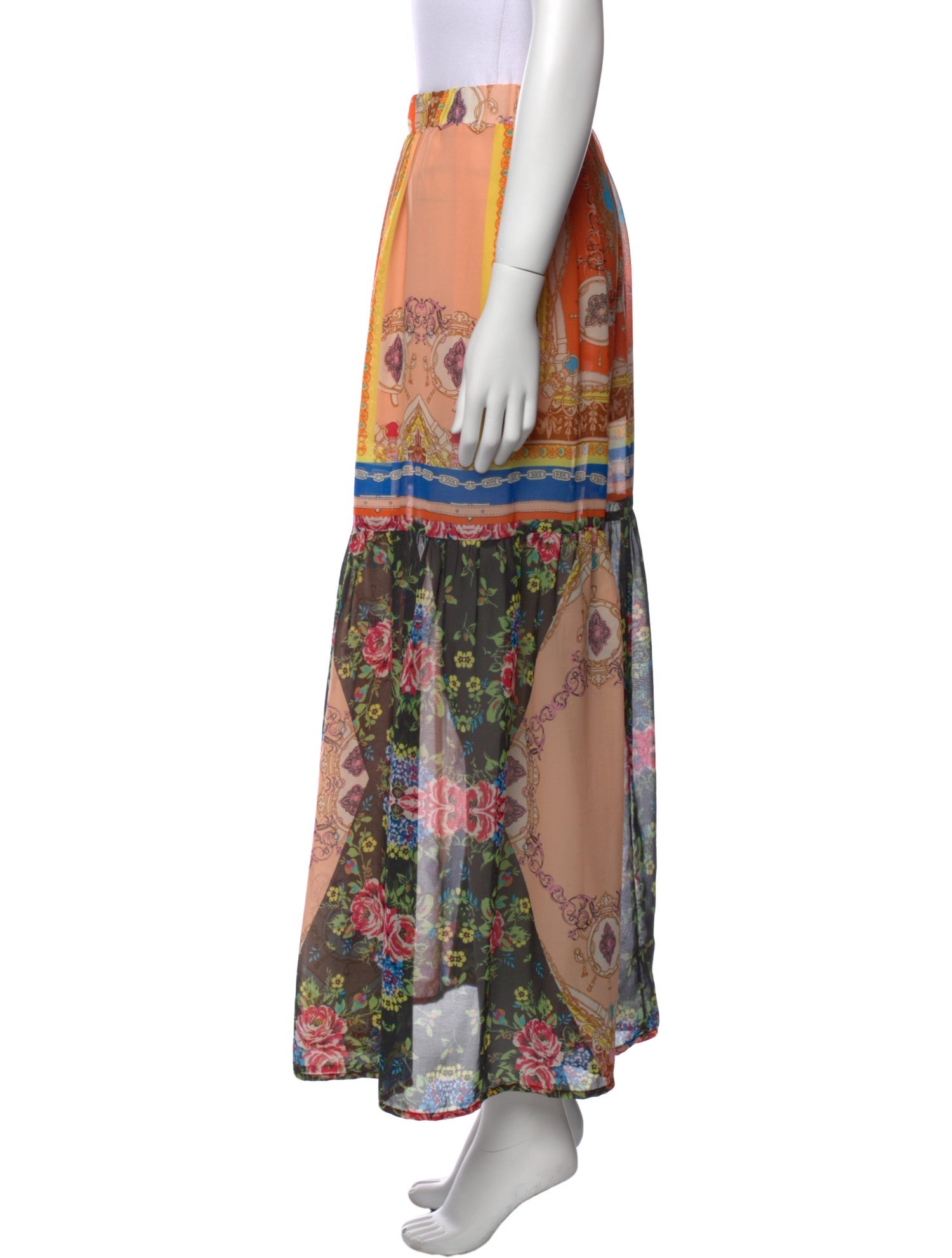 Farm Rio Floral Print Midi Length Skirt