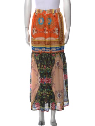 Farm Rio Floral Print Midi Length Skirt