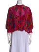 Farm Rio Floral Print Mock Neck Blouse