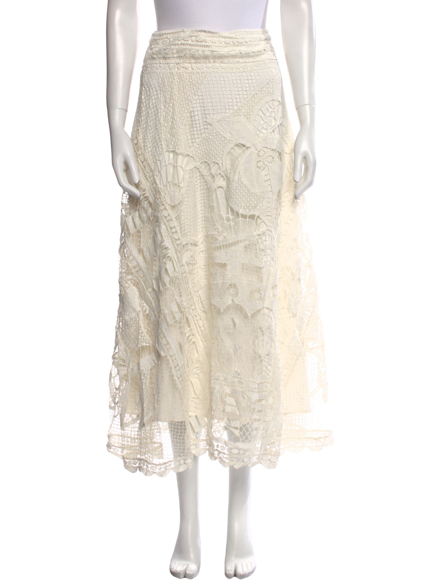 Farm Rio Lace Pattern Midi Length Skirt