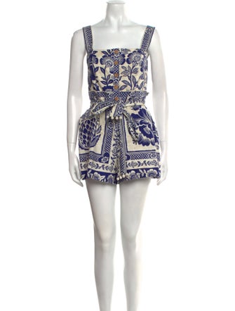 Farm Rio Printed Square Neckline Romper