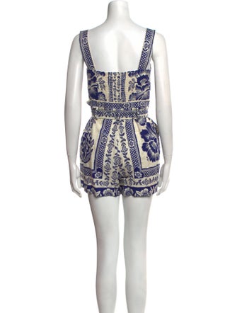 Farm Rio Printed Square Neckline Romper