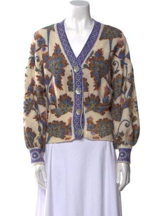 Farm Rio Floral Print V-Neck Sweater