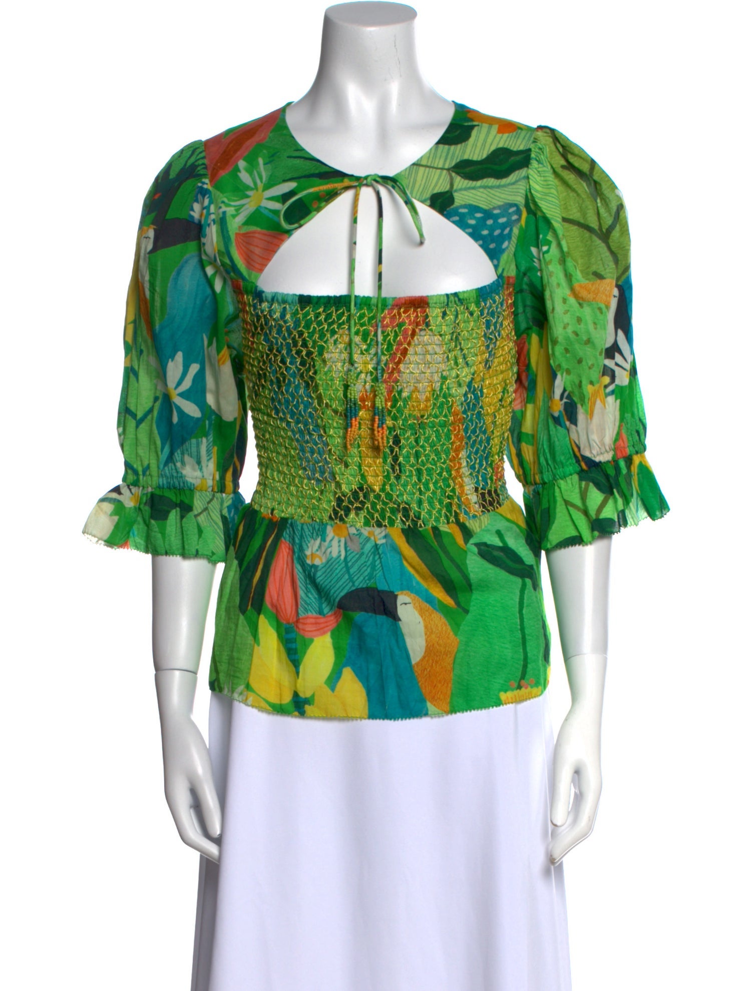 Farm Rio Printed Tie Neck Blouse w/ Tags